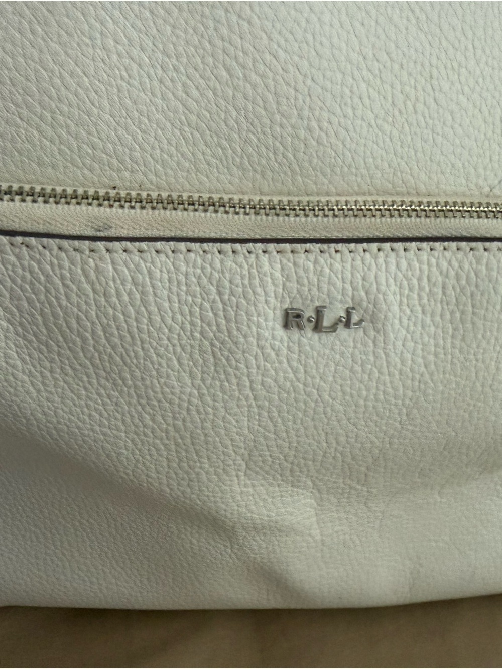 Lauren Ralph Lauren Lowell Tote White Pebbled Leather I - Picture 7 of 16